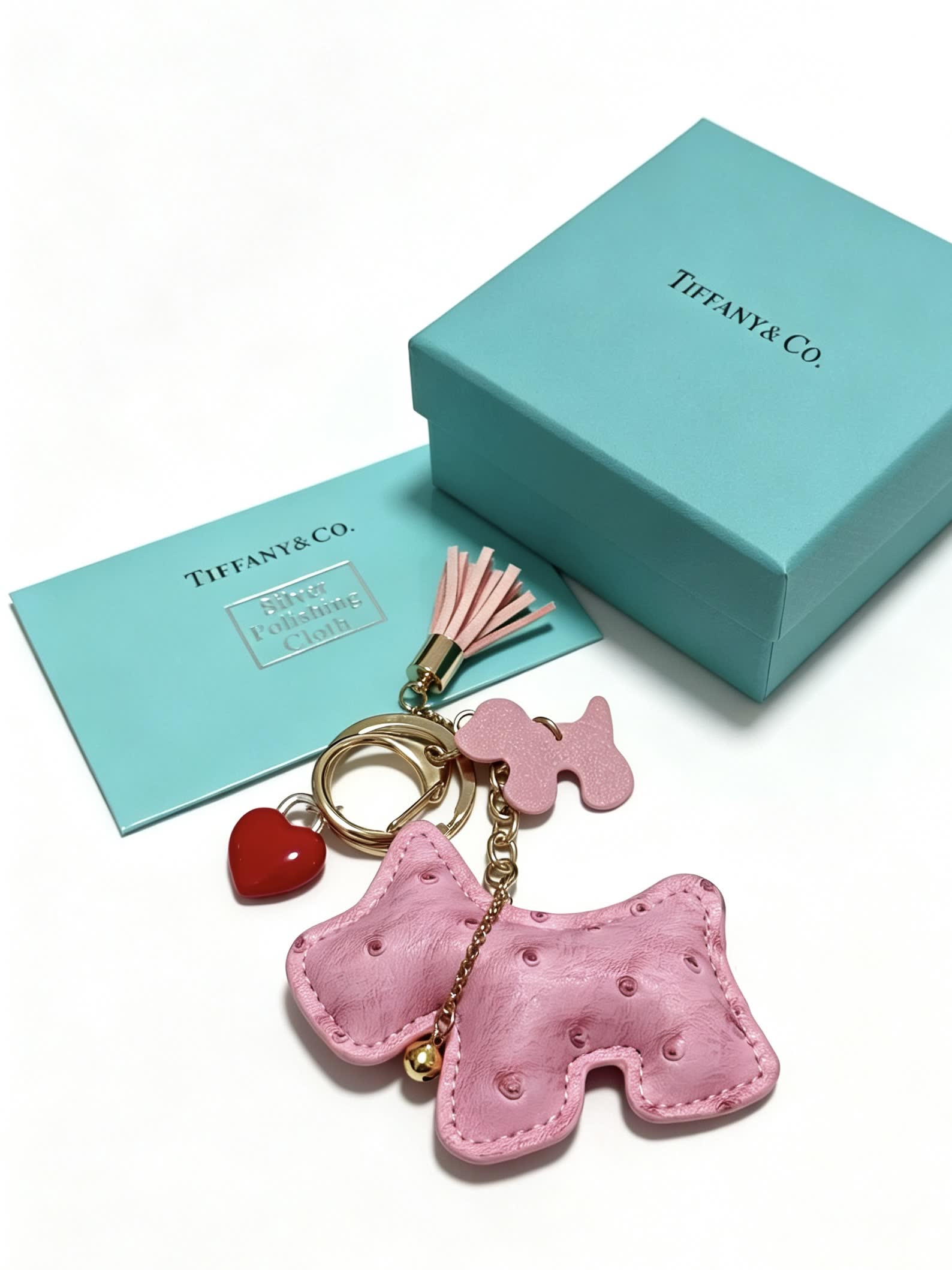 Tiffany & Co. Pink Dog Charm Keychain
